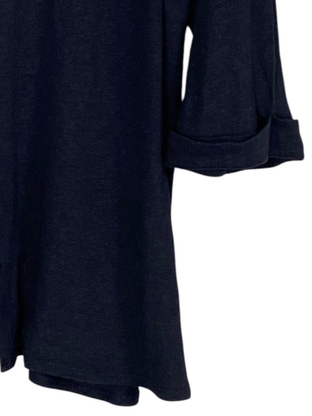 Tahari Linen Blend Button Down Shirt Black 3/4 Roll Sleeve Minimalist Capsule-1X - Picture 4 of 11